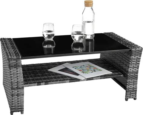 Buy TecTake 800719 Rattan Seating Set 6 PCs, Sofa Seats Stools Table ...