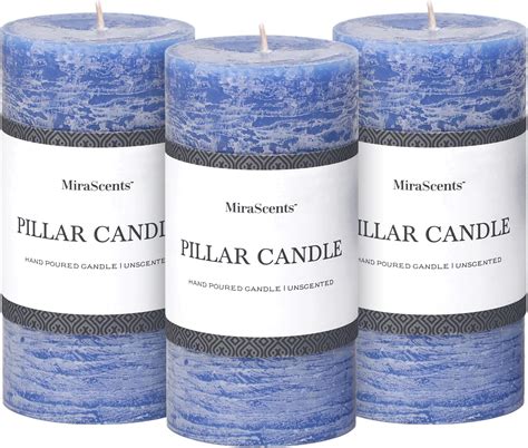 Amazon.com: 3x6 Inch Blue Pillar Candles Set of 3 - Hand-Poured ...