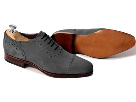 Handmade Men Dark Gray Oxford Shoes, Suede Leather Shoes, Shoes ...
