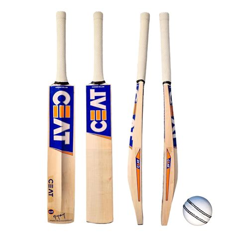 AARAV Cricket Bat Kashmir Willow and White Leather Ball and Bat Cover ...