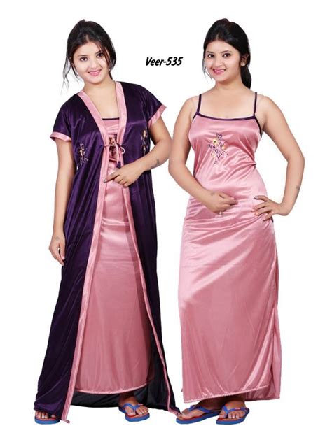 Satin Night Suit 1 Satin Base Designer Nighty Collection
