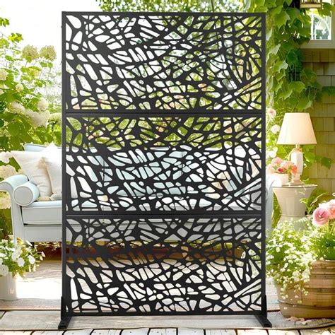 72" H*47" W Metal Privacy Screen Outdoor Privacy Screen Freestanding ...