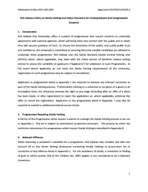Fillable Online NUI Galway Policy on Garda Vetting and Police Clearance ...