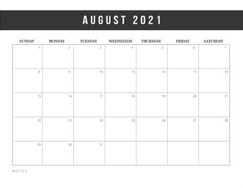 Free Printable August 2021 Calendars - World of Printables
