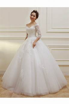 Wedding Gowns Sleeves by 3 4 Length Sleeves V Neck Lace Wedding Dresses Bridal Wedding Gowns Sleeves