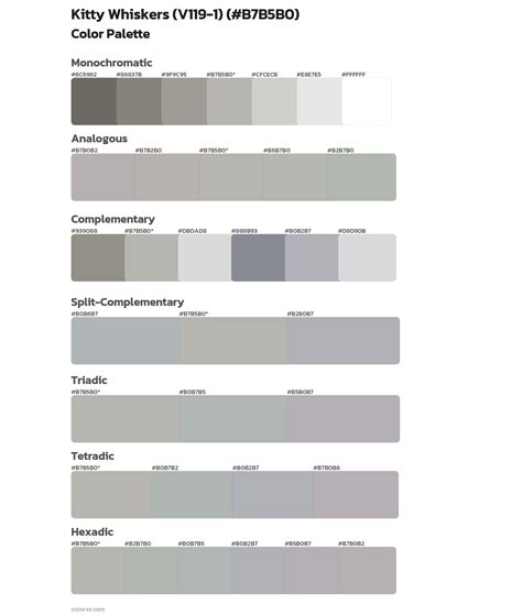 Valspar Kitty Whiskers (V119-1) Paint coordinating colors and palettes - colorxs.com