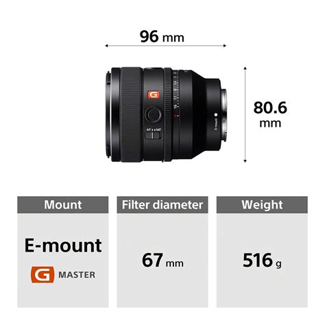 Sony E Mount FE 50 mm F1.4 GM Full Frame Lens (SEL50F14GM) | Lightweig