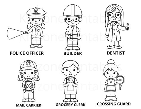 Community Helpers Colouring Sheets