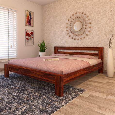 RJ ART Wooden Queen Size Bed Without Storage | Wooden Double Bed Cot ...