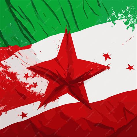 Premium Vector | Symbolic valor green and red flag with white star on a ...