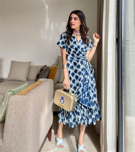 Iris- Indigo floral frill dress – Label Raasleela