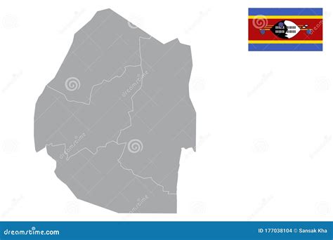 Eswatini Map. Swaziland Country Map. Emaswati Liswati Black And White ...