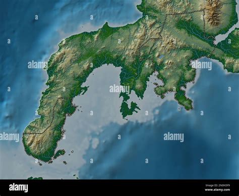 Zamboanga del Sur, province of Philippines. Colored elevation map with lakes and rivers Stock ...