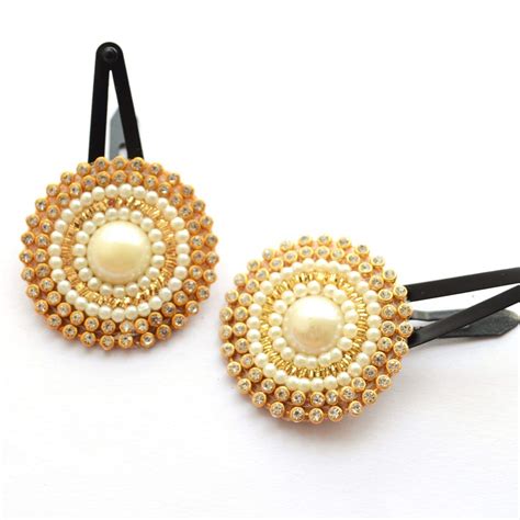 Pretty Ponytails Gold Diamante Stone and Pearl Flower Mandala Wedding ...