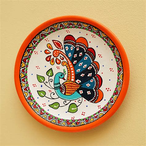 Buy Handmade Terracotta Madhubani Design Wall Plate Online On Zwende