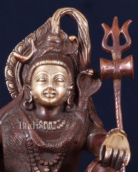 Buy Pure Brass Lord Shiva with Nandi & Shiv Ling Statue – Brown Gold ...