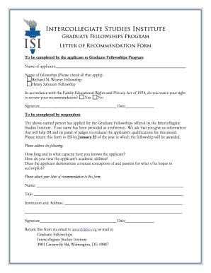Fillable Online home isi Graduate Fellowships Program Letter of ...