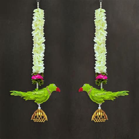 Divyakosh Fabric Gajra Parrot Hanging Set of 2 | Decorative Door & Wall ...