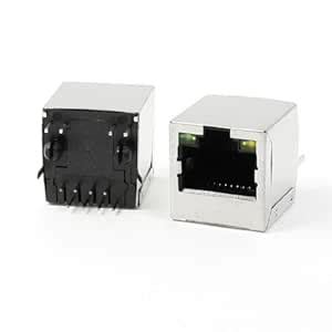 5Pcs RJ45 8P8C PCB Jacks 2 LED Vertical Mount Connectors Ethernet ...