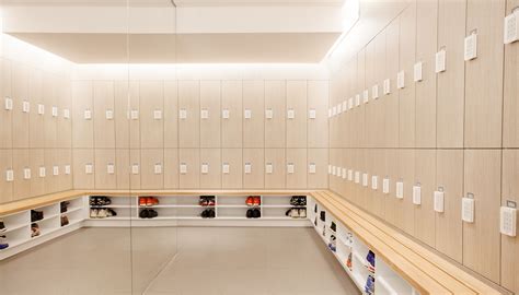Light filled locker room for office building by Five at Heart. | Gym ...