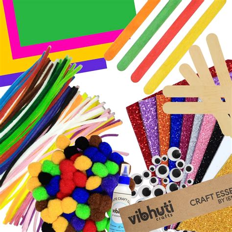 Vibhuti Crafts Craft 10-in-1 Bundle: Pipe Cleaner Kit with Pom Poms ...