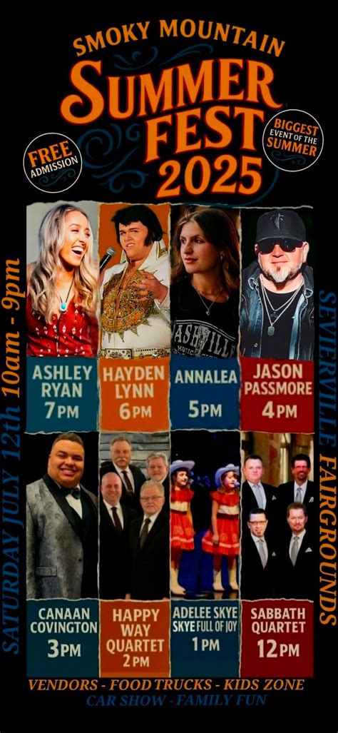 Summerfest 2025, 754 Old Knoxville Hwy, Sevierville, TN 37862, 12 July ...