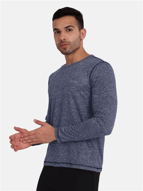 Essential Long Sleeves Tees - Blue Melange – EVRYDY