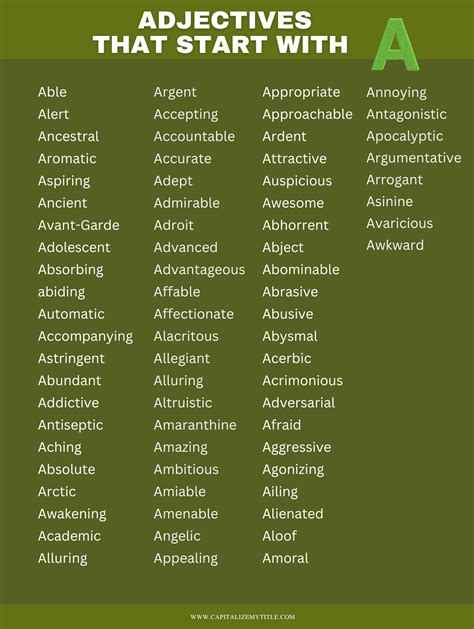 Adjectives That Start With the Letter A - Capitalize My Title