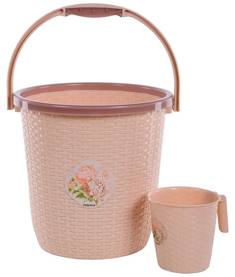 Nayasa 2 Piece Plastic Bucket and Mug Set, Brown : Amazon.in: Home ...