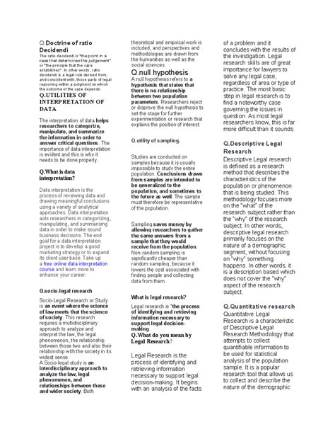 BHARATIYA NAGRIK SURAKSHA SANHITA - Q of ratio Decidendi The ratio ...
