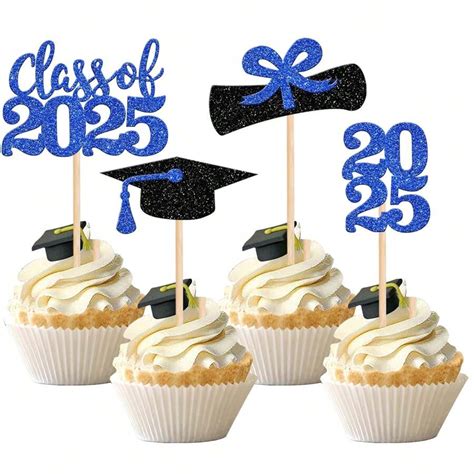 12/24 PEÇAS Toppers de Cupcake com Tema de Formatura 2025, Tampas de ...