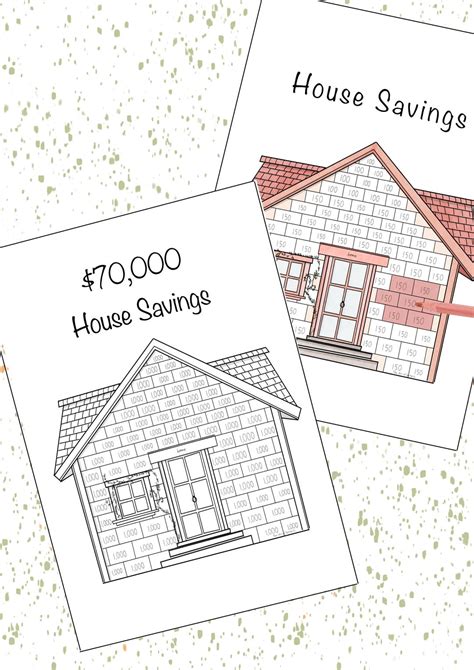 70,000 Dollar House Saving Saving Goal Tracker Printable Financial ...