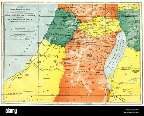 Map showing the kingdom of Judah and the lands of the tribes of Judah, Benjamin, Dan and Simeon ...