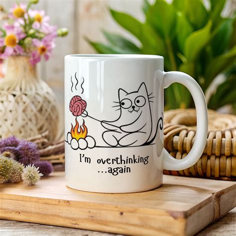 Overthinking Cat Mug, Funny Humor Gift, Anxiety Mug - Etsy