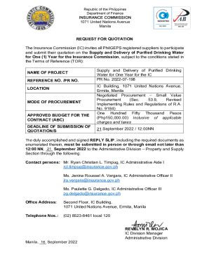 Fillable Online RFQ TOR Reply SlipDrinking Waterjravcmvs Fax Email ...