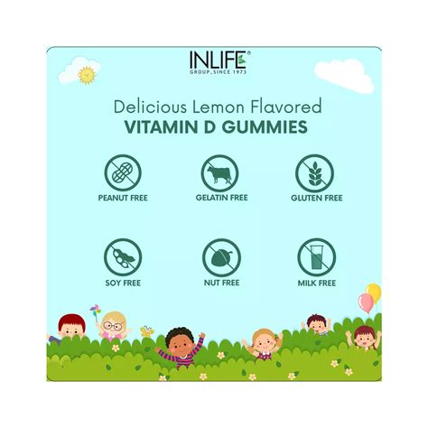 Inlife Vitamin D Gummy for Kids and Adults (Lemon Flavour)