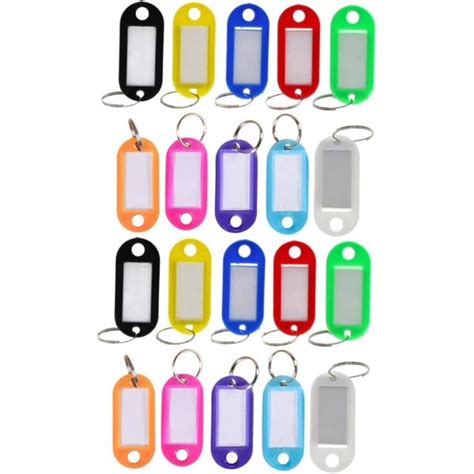 Label 100 Pcs Plastic Tags Colored Key Tags Plastic Luggage Tags Red Key Tags Key s with Ring ...