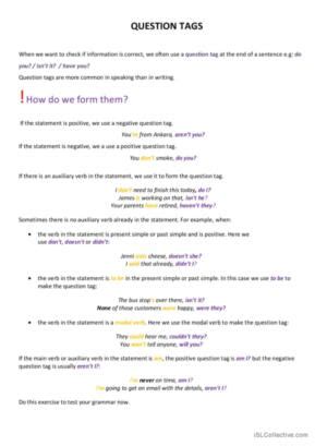 Image result for ESL Question Tags Grammar Lesson Plan