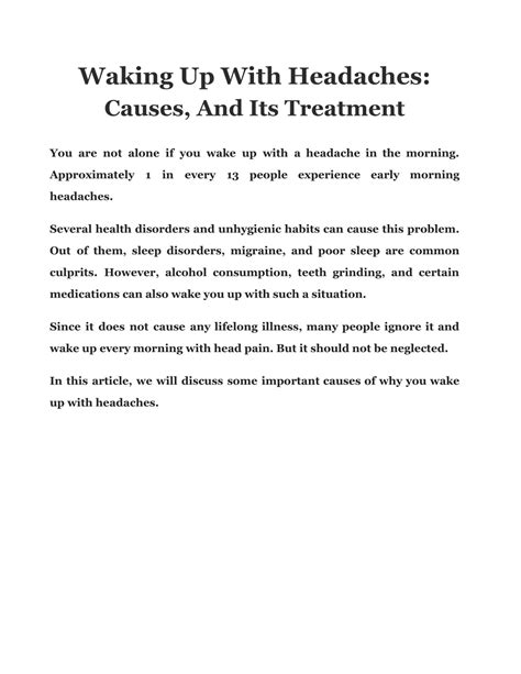 PPT - Waking Up With Headaches: Causes, And Its Treatment PowerPoint Presentation - ID:11416121