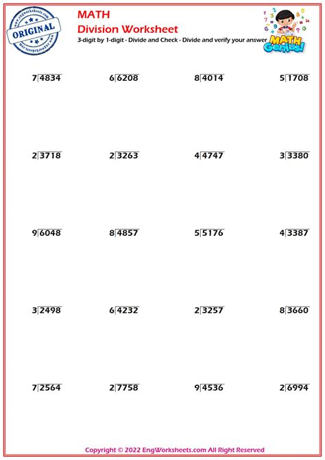 Free Printable Division Worksheets (Basic & Long Division, PDF ...