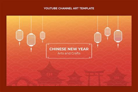 Gradient chinese new year youtube channel art | Free Vector