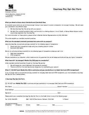Fillable Online mediacitycu Courtesy Pay Opt-Out Form - mediacitycu Fax ...