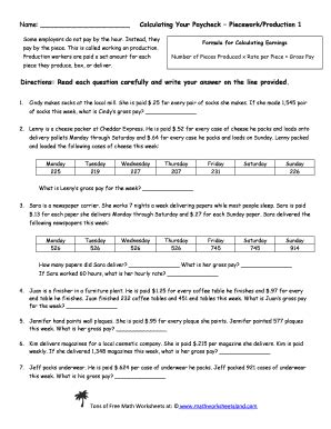 Calculating Your Paycheck Salary Worksheet 1 Answer Key - Fill and Sign ...