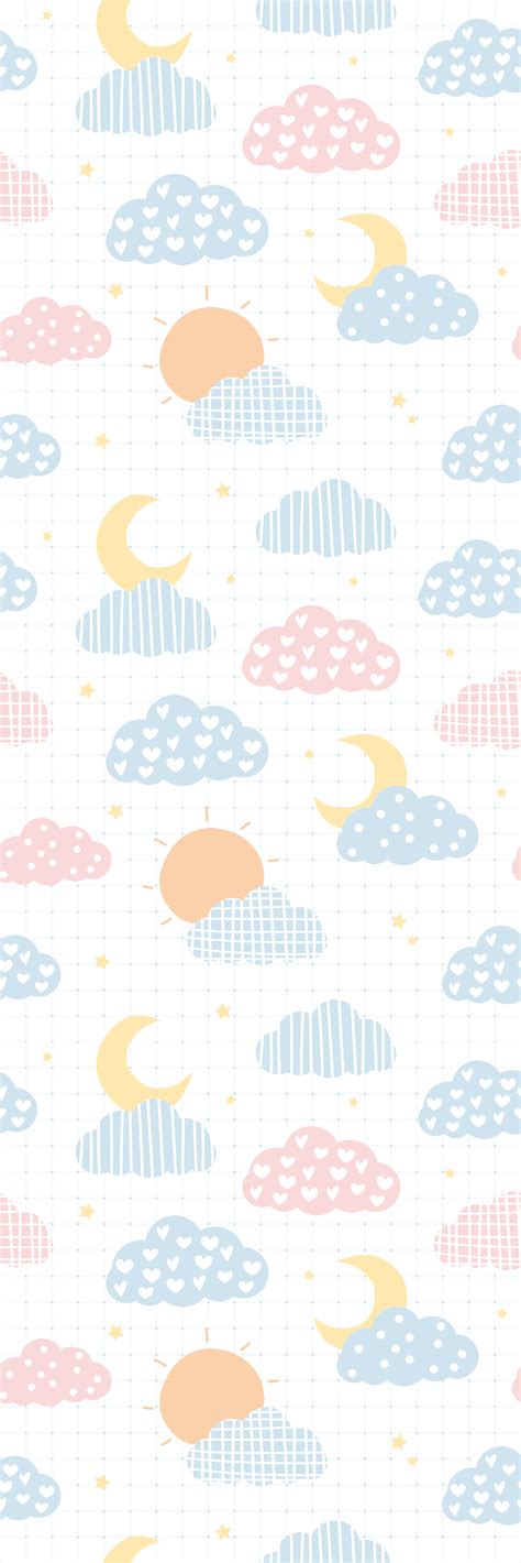 Cute Cloudy Patterns Kids Wallpaper - TenStickers