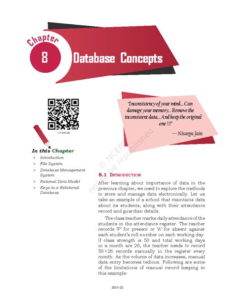 Chapter 8: Database Concepts - Computer Science Class XII - Studocu