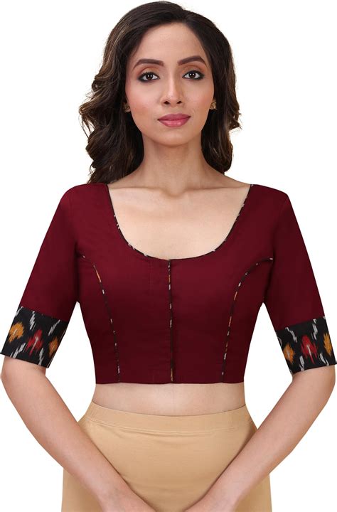 RENE Women's Cotton Printed Half Sleeve Blouse (D-005230-42_Maroon_42 ...