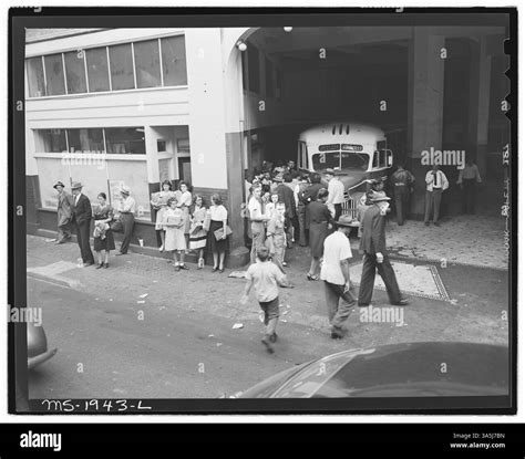 This 1946 photograph captures people in the bus station of Welch ...