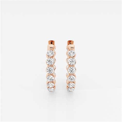 Round Cut Moissanite Diamond Floating Hoop Sterling Silver Earrings ...