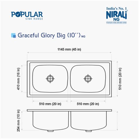 Nirali NG AISI 304 Grade Stainless Steel Double Bowl Kitchen Sink Grac ...