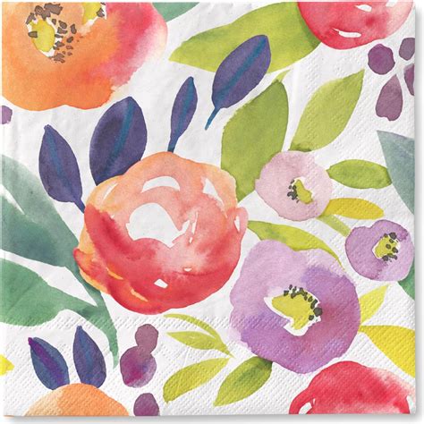 Amazon.com: Floral Paper Napkins Disposable 100pcs - Decorative Floral ...